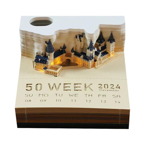 Notes autocollantes 3D Harry Potter, calendrier créatif en papier sculpté à la main de Poudlard m3331181 