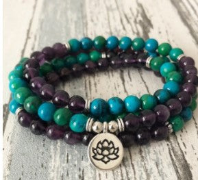 Bracelet Amazon 8 mm avec pendentif œil de Bouddha 108 lotus m3331231