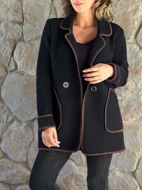 Damen Temperament Anzugkragen doppelseitige Wolljacke m300688 