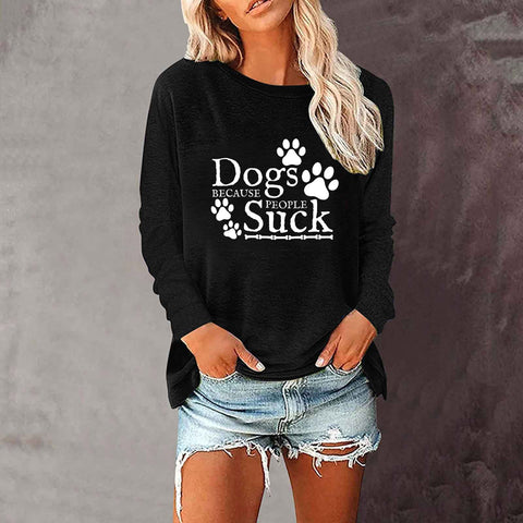 T-shirt ample à manches longues et col rond pour femme, imprimé commerce extérieur, M300920 