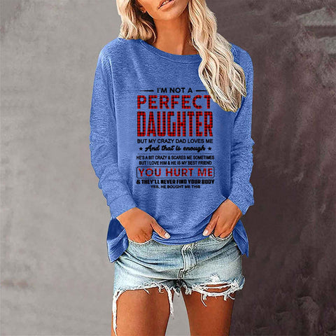 T-shirt ample à manches longues et col rond pour femme, imprimé commerce extérieur, M300920 