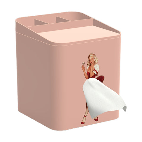 Boîte à mouchoirs en forme de fille, dessin animé, jupe volante, boîte à mouchoirs, jupe à dosettes, visage de fille, carton de pompage, ornement décoratif de bureau mignon m5010683