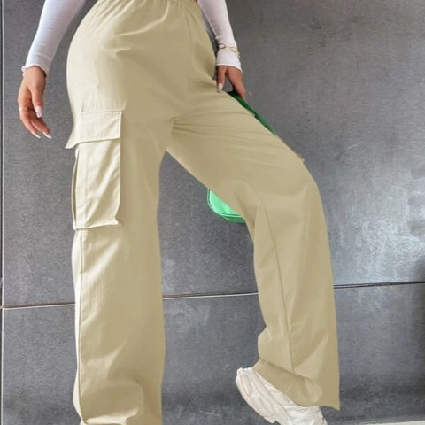 Pantalon sans ceinture taille haute, pantalon large, coupe droite, ample, style décontracté, m301371 