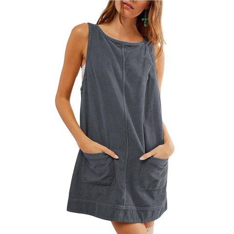 Robe gilet sans manches en velours côtelé m300965 