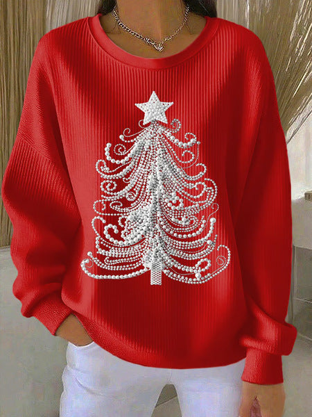 Loose outer wear lazy wind snowflake Christmas tree mix and match casual commuter sweater m302516