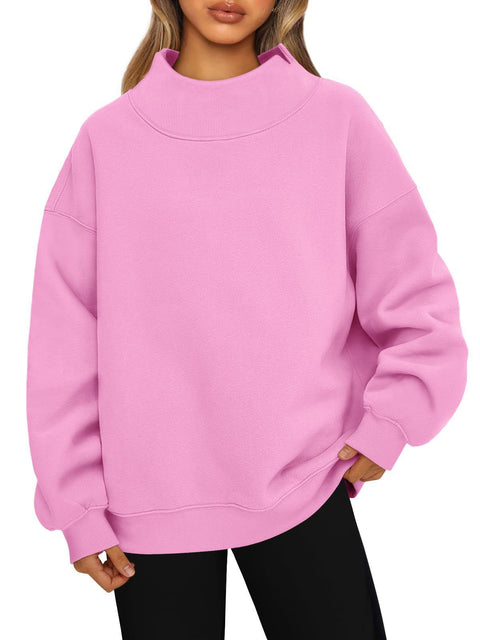 Damen Sweatshirt Langarm Rollkragen Pullover Sweatshirt Casual Sweatshirt Fleece Oberteil Damen M302142