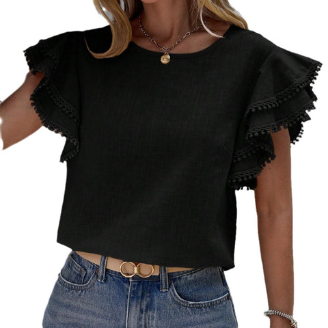 Chemise ample à manches courtes et motif feuille de lotus Batman pour femme (m300989) 