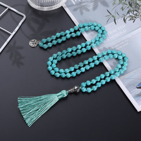 Collier pendentif arbre de vie de méditation 108 pierres semi-précieuses m3331275 