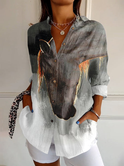 Chemise longue à manches et épaules imprimée en 3D à motif abstrait pour femme m302463