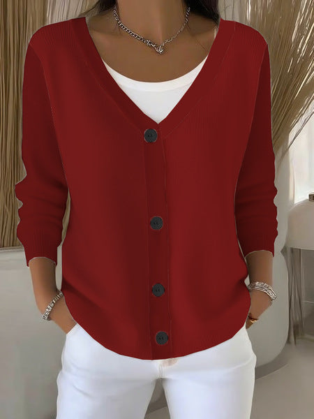 Imitation sweater women's European and American style new loose v-neck long-sleeved cardigan m301888