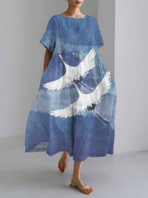 Robe longue ample à imprimé floral rétro pour femme m300916 