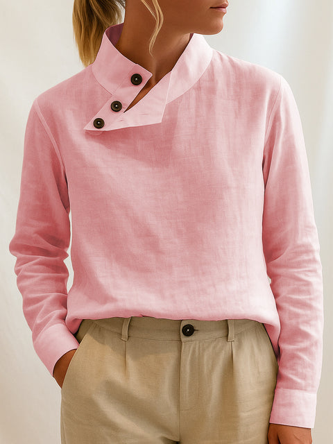 Casual stand-up collar long-sleeved regular pullover digital printing women's T-shirt FF303118