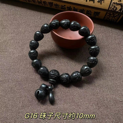 Bracelet de perles de Bouddha en jujube frappé par la foudre, bracelet Wenwan en bois gravé de perles de main de mantra à six caractères m3331239