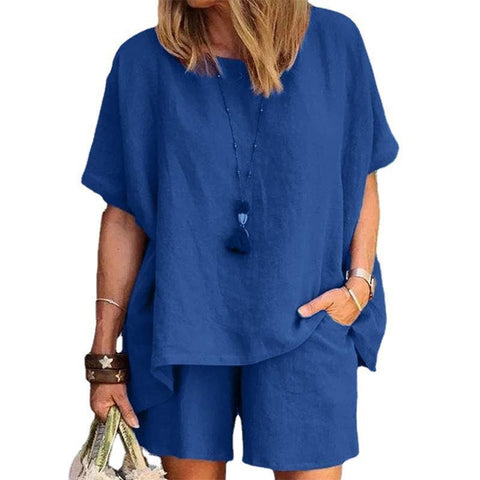 Ensemble deux pièces ample à manches courtes et short, style décontracté, m301179 