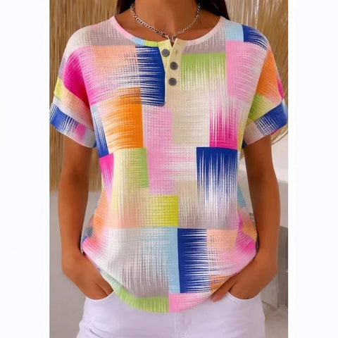 Colorful love wavy Henry collar T-shirt m302618