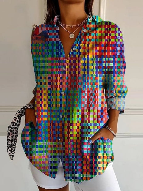 Chemise longue à manches et épaules imprimée en 3D à motif abstrait pour femme m302463
