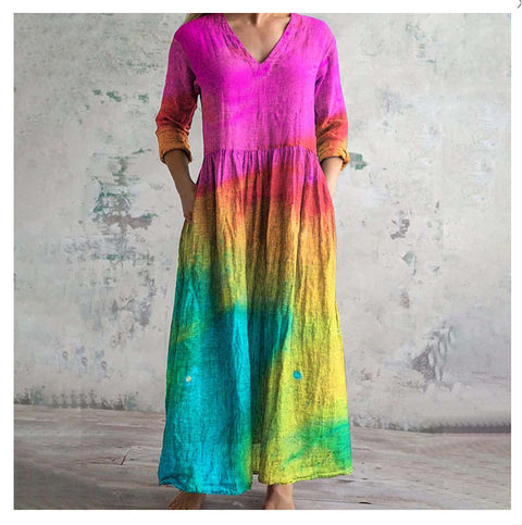 Robe décontractée d'été ample à manches longues imprimée en 3D m301729