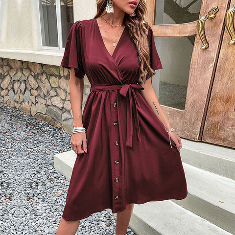 Robe à lacets et manches en corne pour femme M300852 