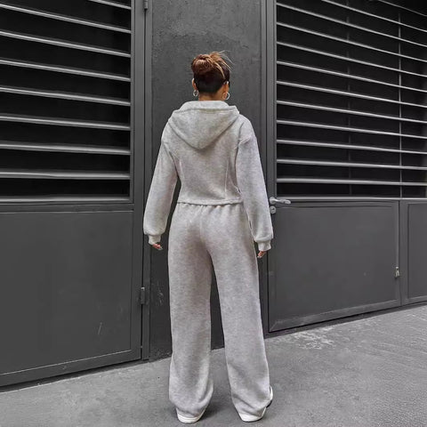 Zweiteiliger trendiger Kapuzen-Cardigan, schlanker, lässiger Zweiteiler für Damen, m300946 