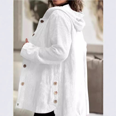 Autumn and winter hooded loose women's corduroy casual jacket m301672