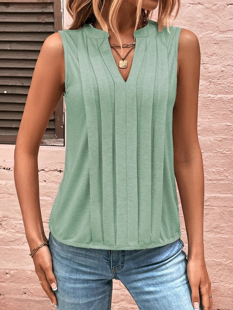 Gilet élégant à col en V plissé pour femme, haut tendance, T m300879 