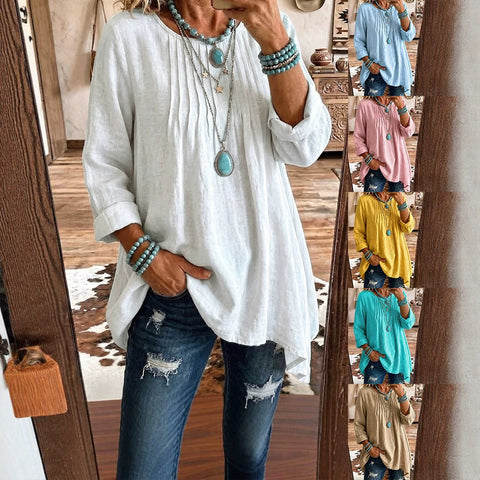 Casual Crew Neck Long Sleeve Regular Solid Color Women's T-Shirt FF303167