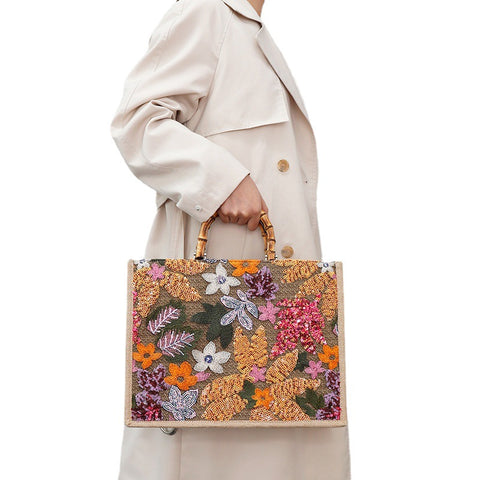 Sac fourre-tout à paillettes, sac à main tissé, sens du luxe pour femme m3331196 