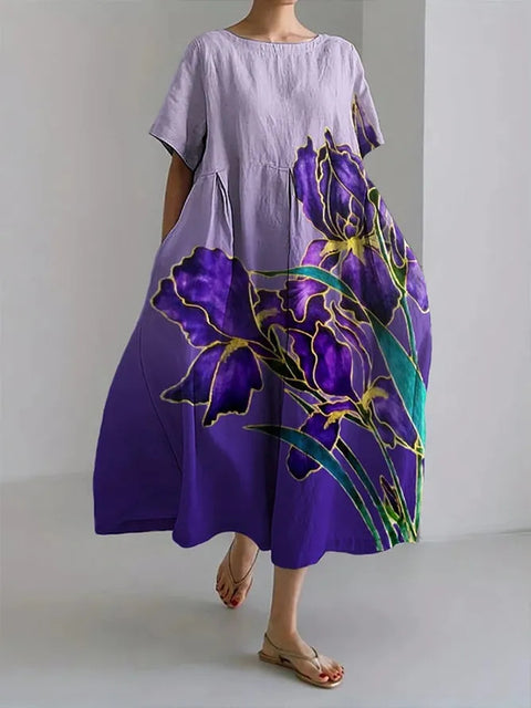 3D-Digitaldruck Freizeitkleid für Damen in großen Größen mit kurzen Ärmeln m302781