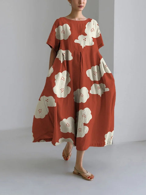 Robe en lin à manches courtes pour femme Linglong M300183 