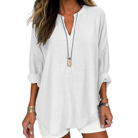 T-shirt d'été à manches longues et col en V pour femme, style décontracté, manches longues, m301363 