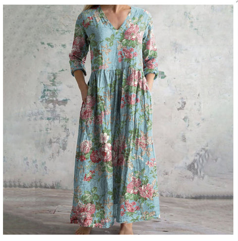 Robe décontractée d'été ample à manches longues imprimée en 3D m301729