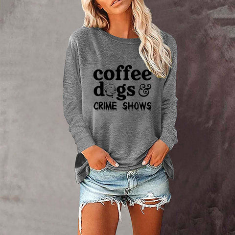 T-shirt ample à manches longues et col rond pour femme, imprimé commerce extérieur, M300920 