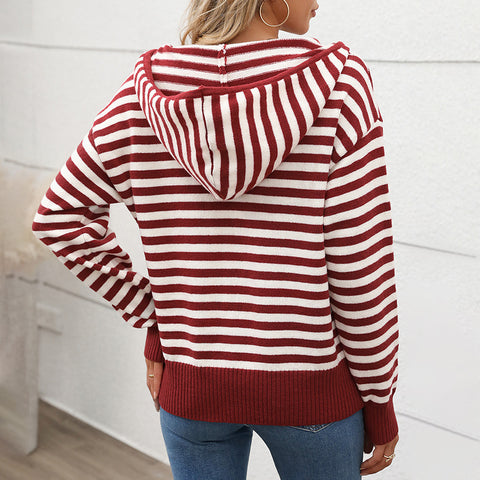 Pull rayé col V en maille d'automne m300805 