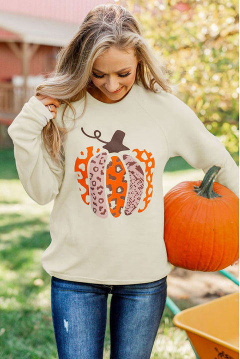 Abschnitt Kürbis-Print Langarm-Top Damen Kapuzenpullover m300640 