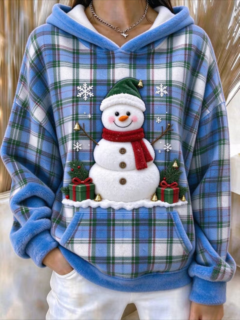 Christmas snowman 3D printed sweater flannel loose top FF303507