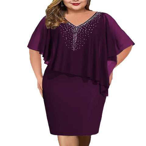 Chiffon dress short-sleeved shawl design high and thin commuter dress m301941