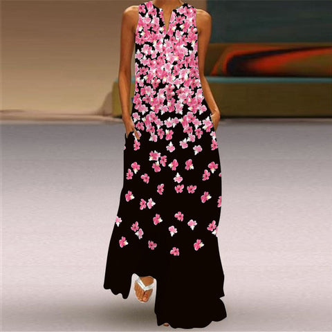 Robe fleurie à col en V M300202 