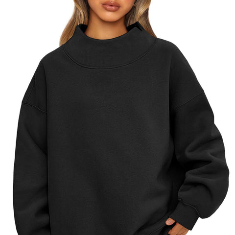 Damen Sweatshirt Langarm Rollkragen Pullover Sweatshirt Casual Sweatshirt Fleece Oberteil Damen M302142