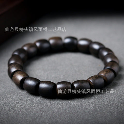 Bracelet en bois d'agar noir Qinan, immergé dans l'huile, de haute qualité, 108 perles de Bouddha, bijoux faits main, m3331277 