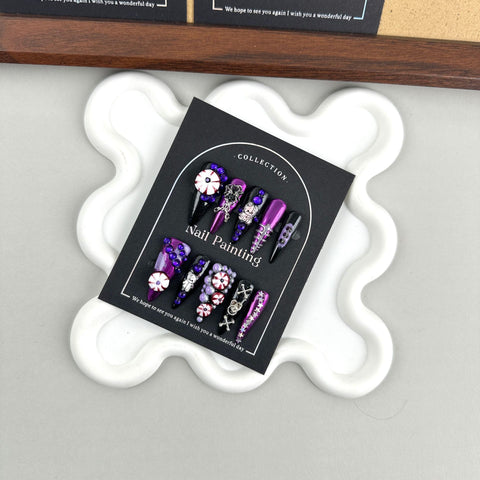 Grandiose et cool, pièce d'ongle sombre, sens avancé, patch d'ongle fait main pur m3331198 