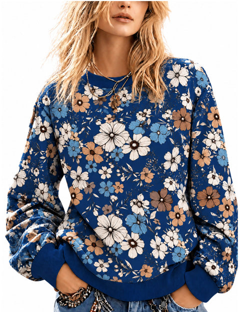 Casual Crew Neck Long Sleeve Pullover 3D Digital Printing Women's Sweater FF303429 03