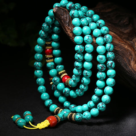 Bracelet turquoise 108 perles, bracelet turquoise bleu m3331227
