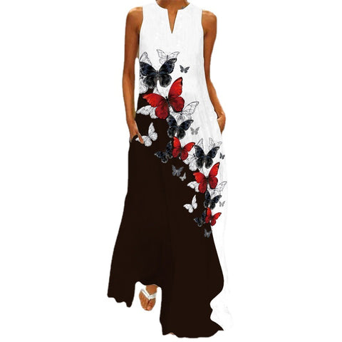 Robe fleurie à col en V M300202 