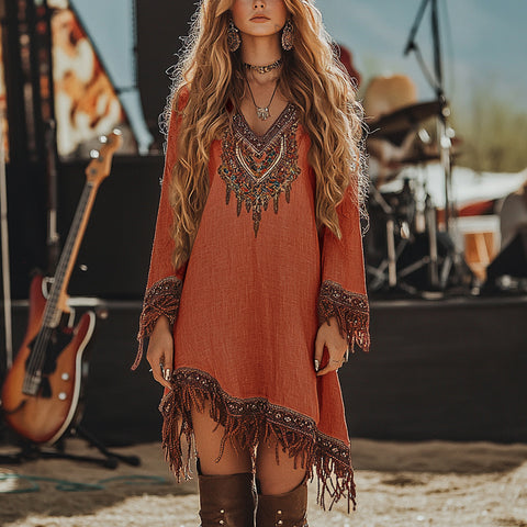 Dress lace loose print dress m301536