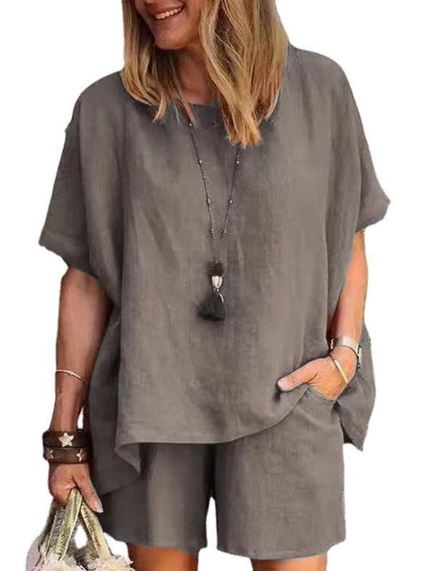 Ensemble deux pièces ample à manches courtes et short, style décontracté, m301179 