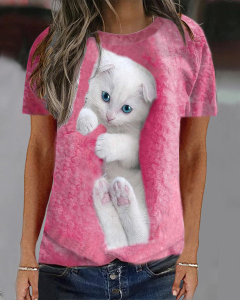 Frühlings- und Sommerpullover mit lockerem Animalprint und langen Ärmeln und Rundhalsausschnitt m300744 