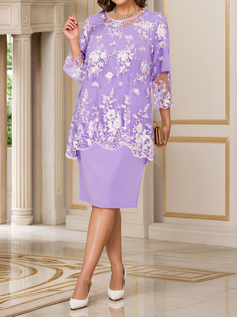 Robe de soirée en dentelle imitation deux pièces m301200 