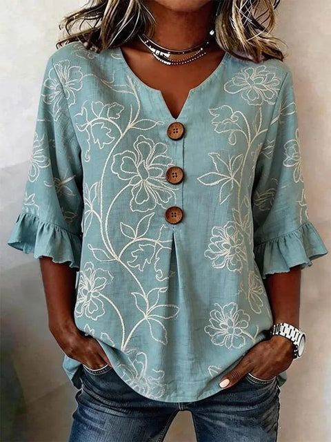 Haut cardigan à boucle et manches longues pour femmes, imprimé floral numérique 3D m302703