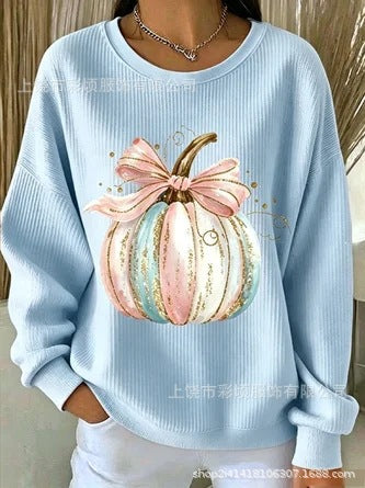 Women's autumn drop shoulder crew neck sweatshirt 3D digital print crew neck FF303475