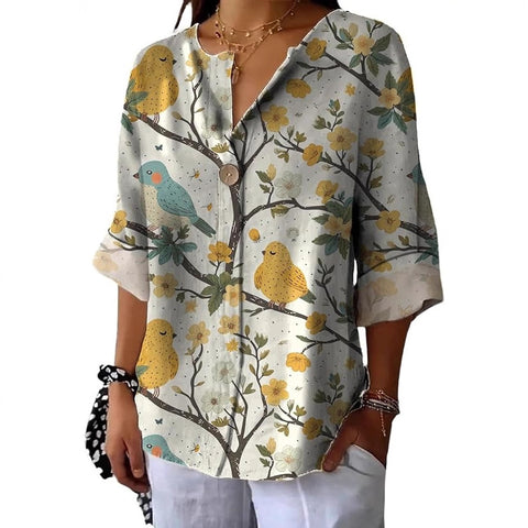 Fashion Women's Coconut Button Long Sleeve Shirt m302752